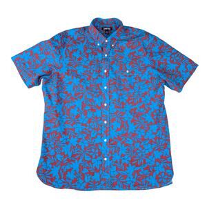 Lands’ End Short Sleeve Button Down Shirt Mens XL Tall Traditional Fit Tropical